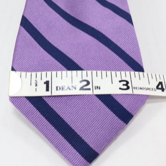 Lands End Mens Necktie Silk Stripes Repp Purple Blue Classic Business Preppy - Picture 3 of 7